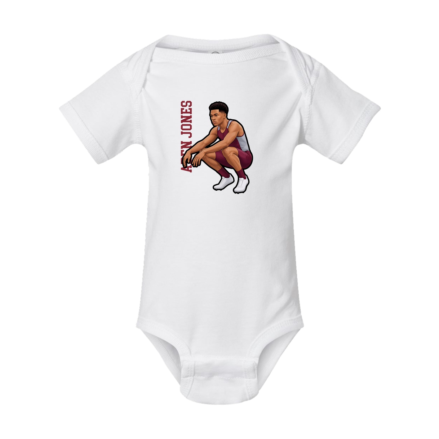 Baby Onesie — Name Vertical in White