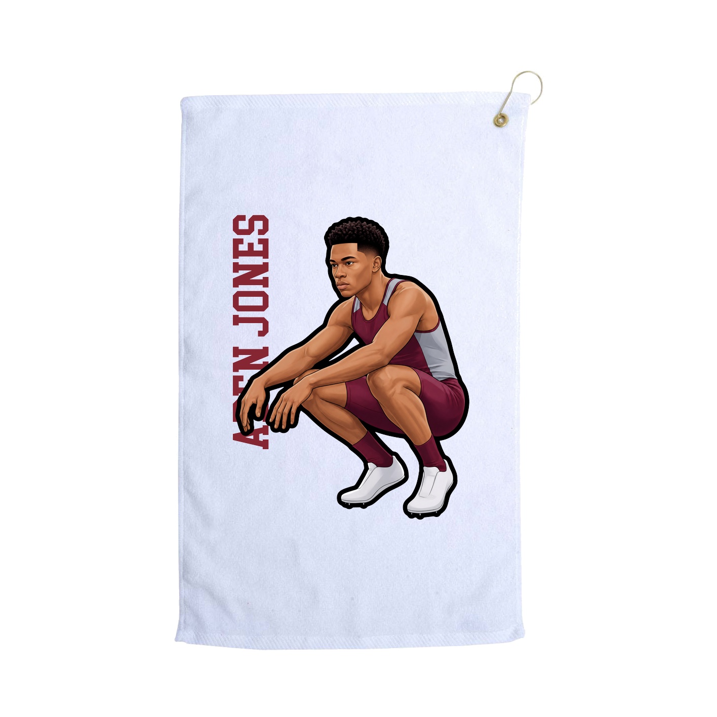 Golf Towel — Name Vertical in White