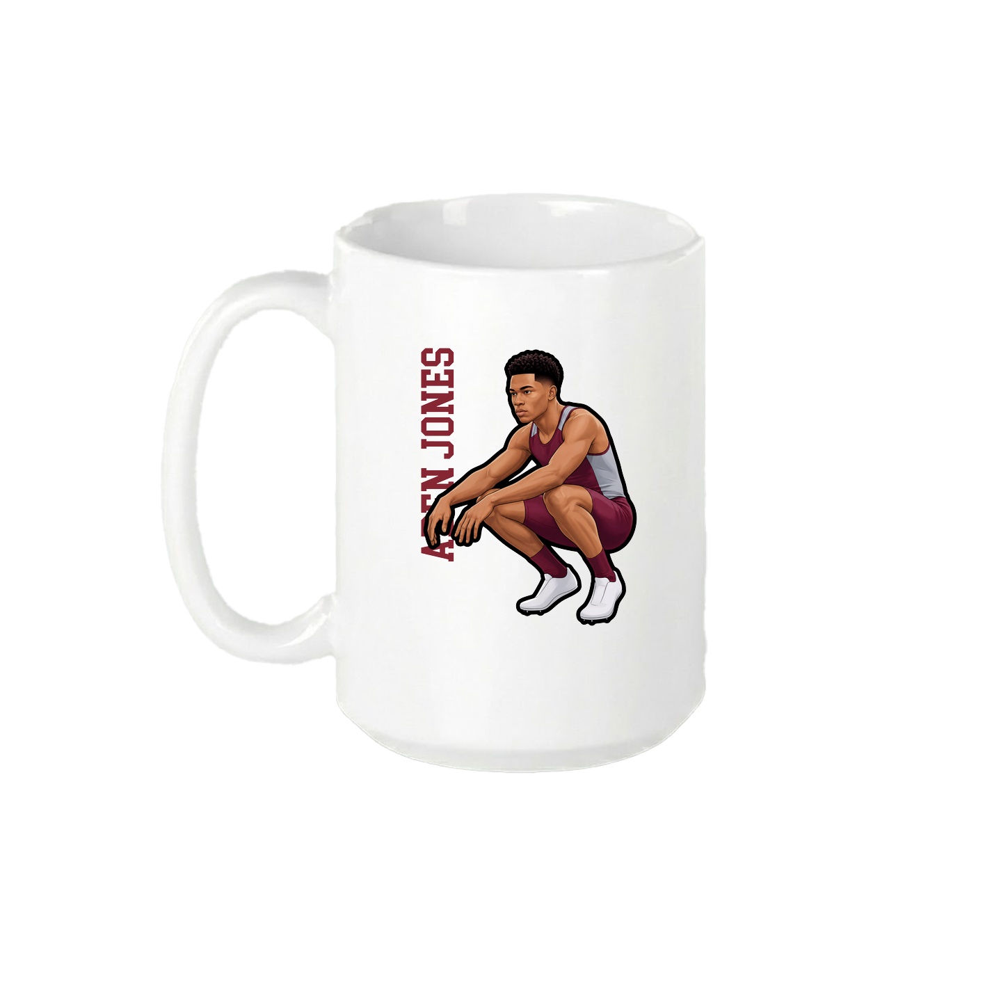 15oz Coffee Mug — Name Vertical in White