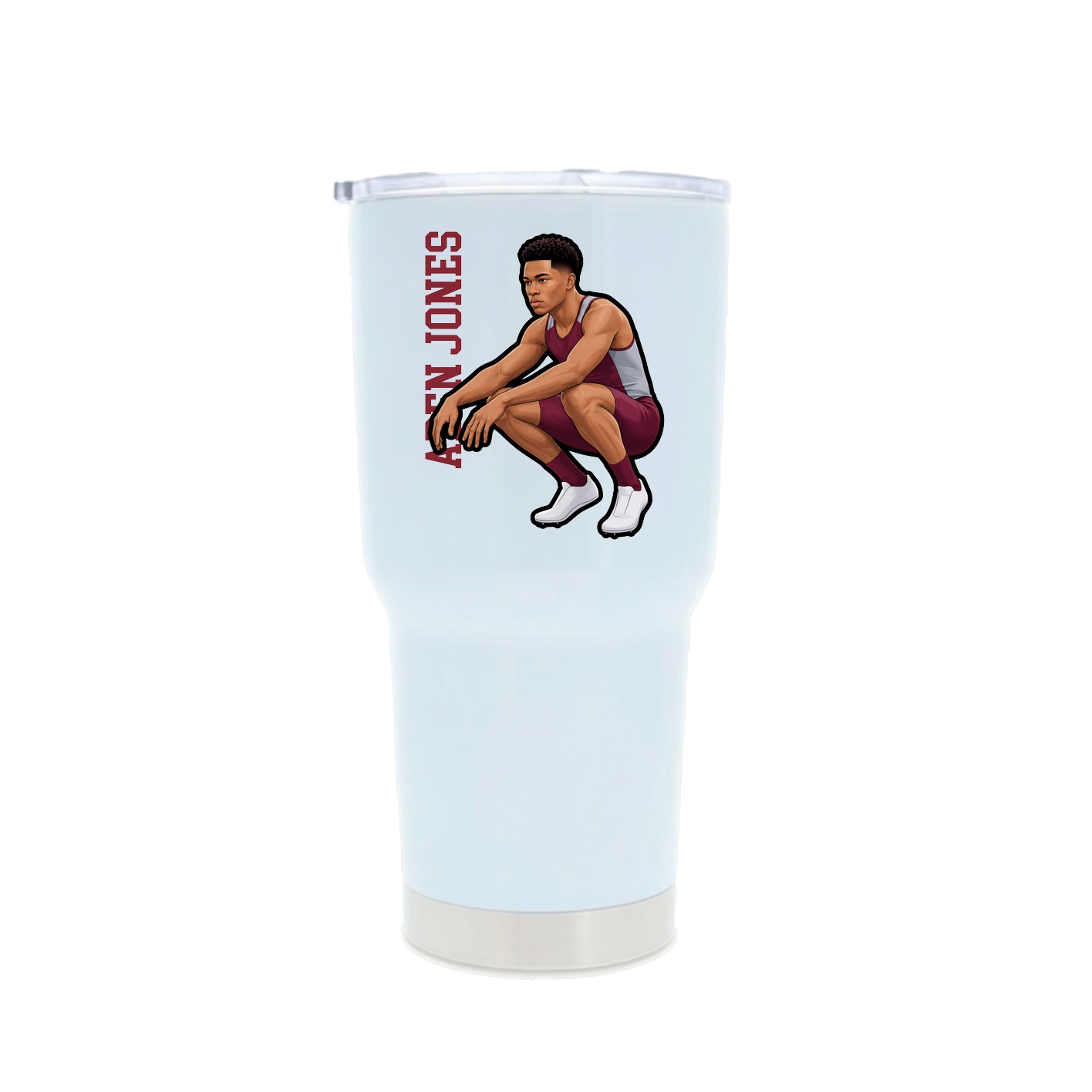 30oz Stainless Steel Tumbler — Name Vertical in White