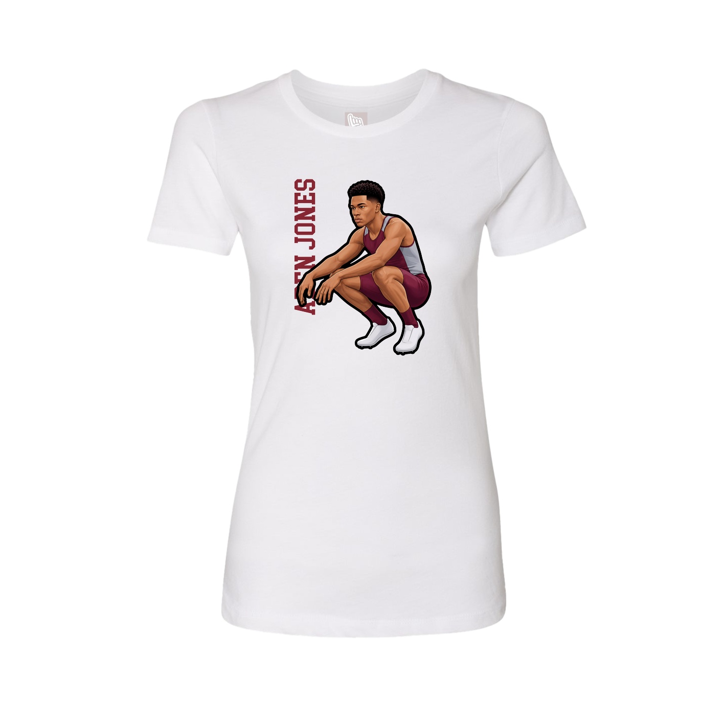 Fitted Women's Tee — Name Vertical in White