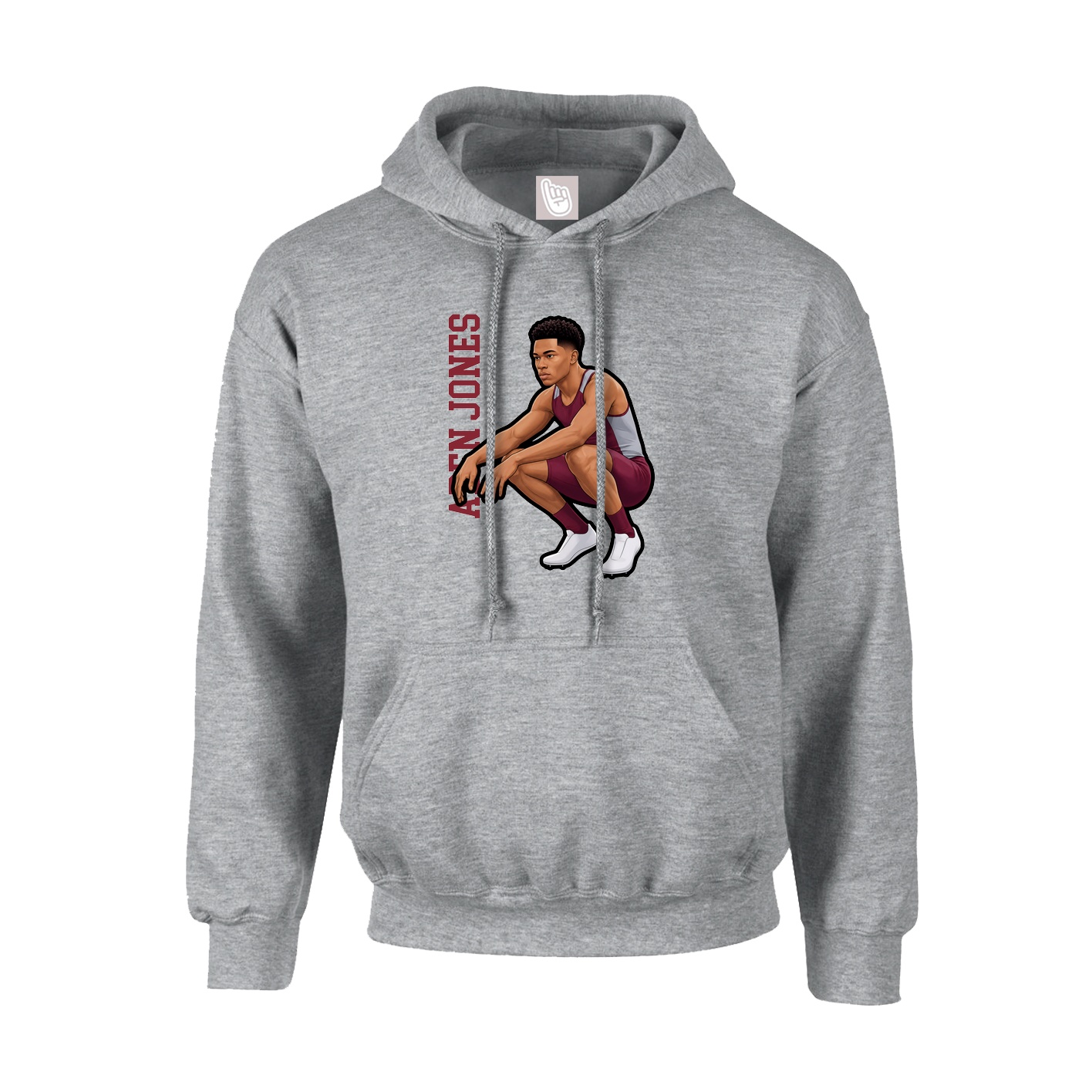 Youth Hoodie — Name Vertical in Grey