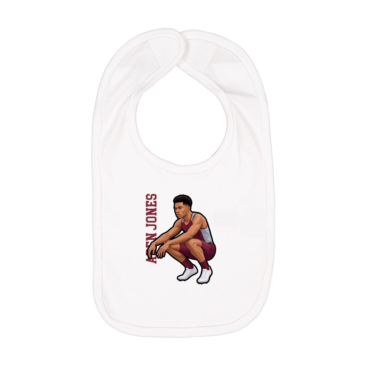 Infant Bib — Name Vertical in White
