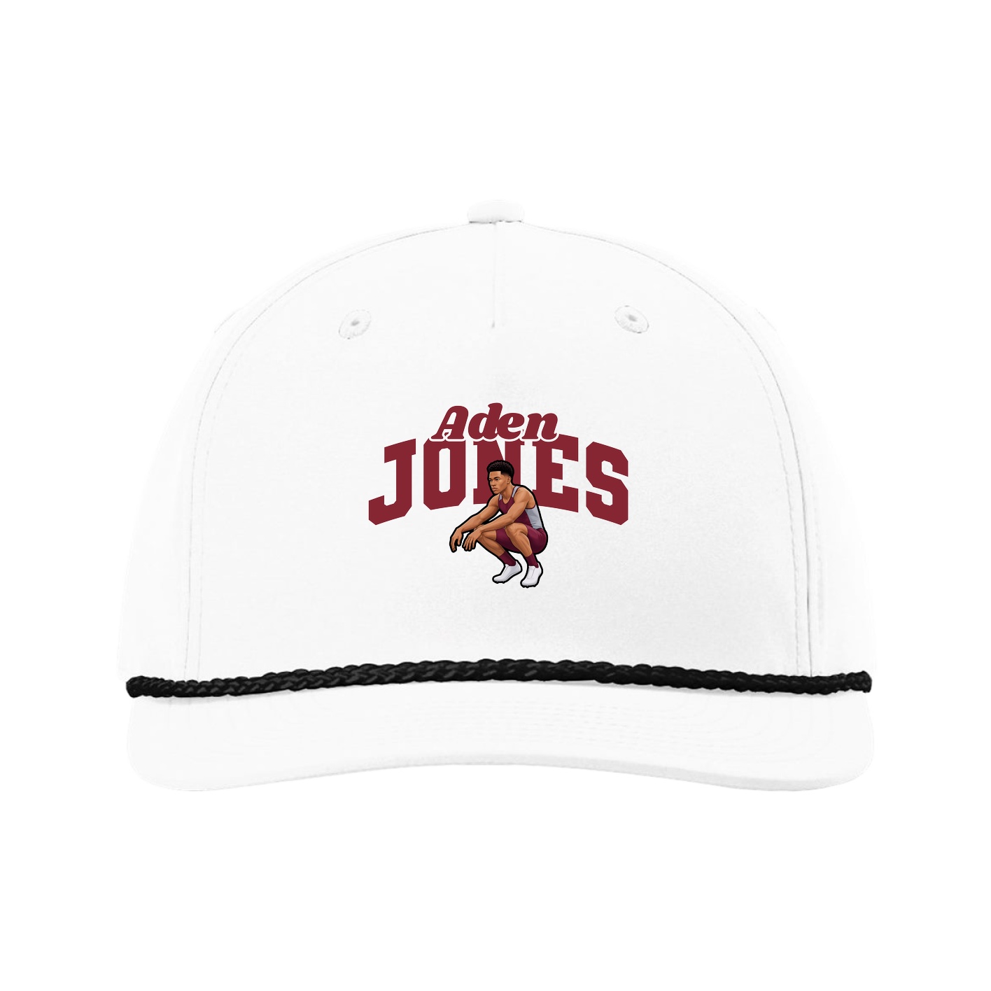 Five-Panel Classic Rope Cap — Signature Arch in White