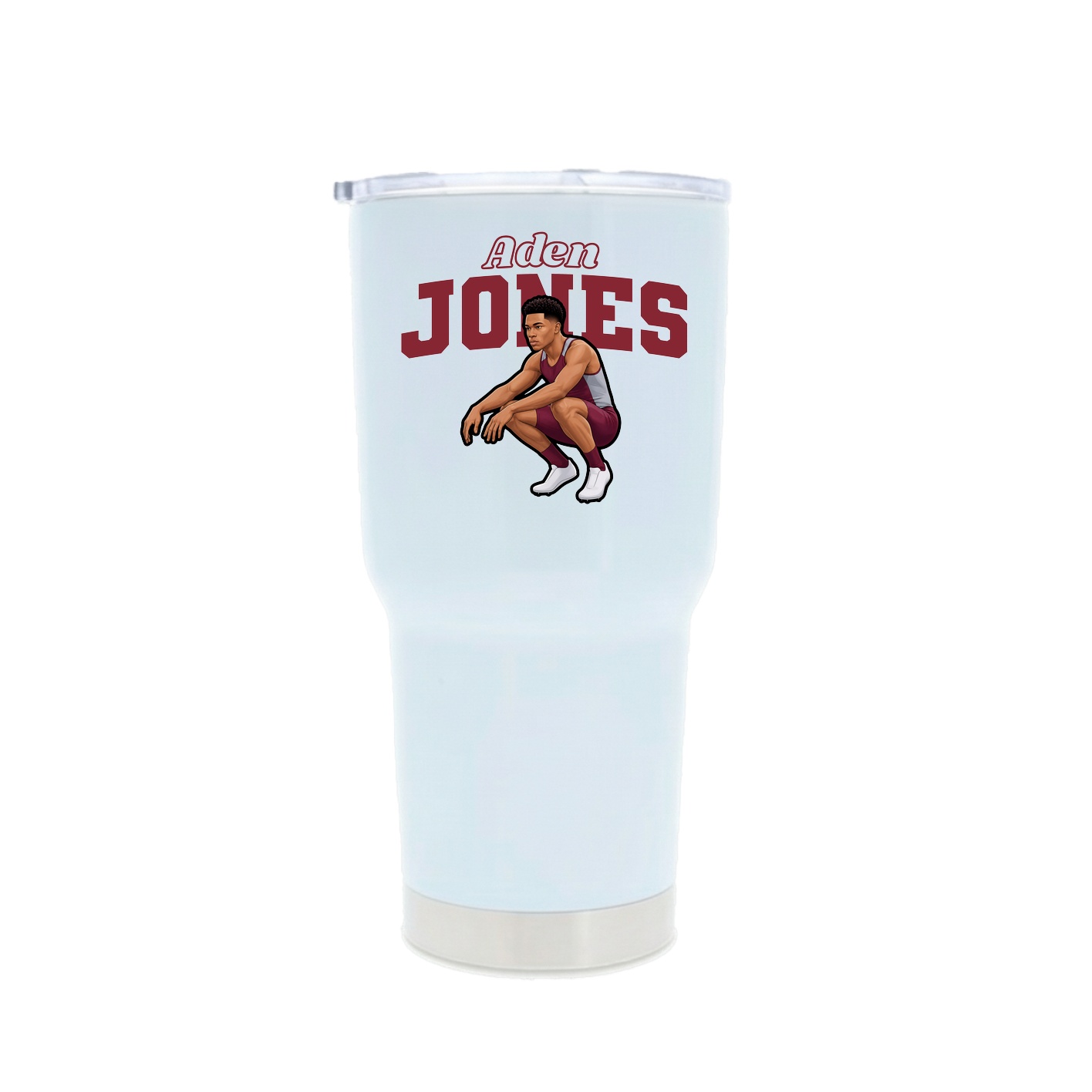 30oz Stainless Steel Tumbler — Name Arch in White