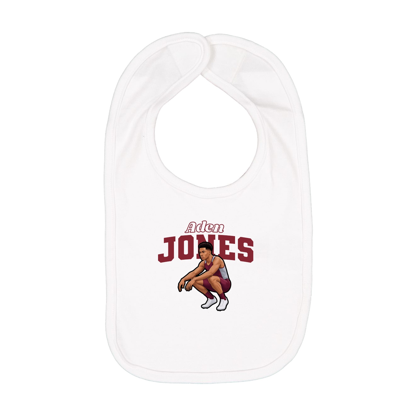 Infant Bib — Name Arch in White