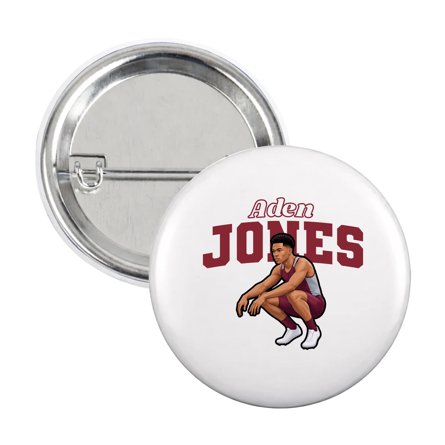 Game Day Button — Name Arch in White