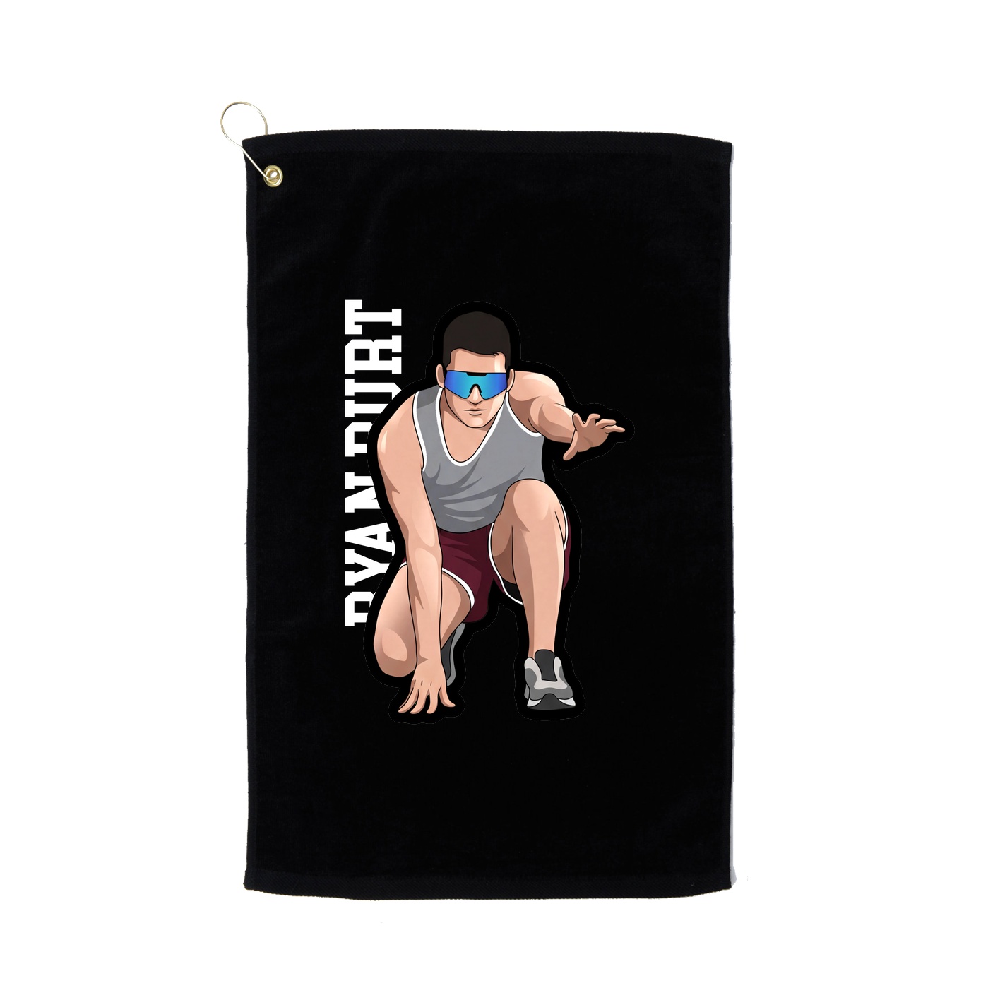Golf Towel — Name Vertical in Black