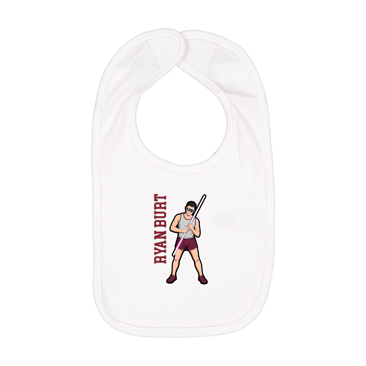 Infant Bib — Name Vertical in White