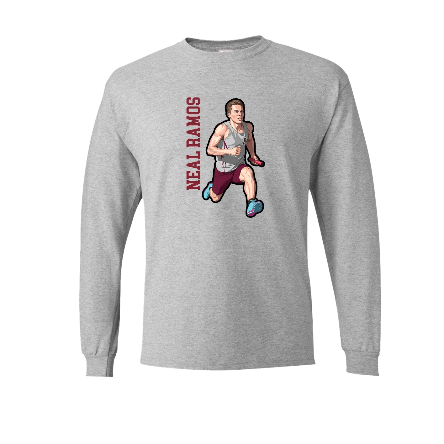 Long Sleeve Tee — Name Vertical in Grey