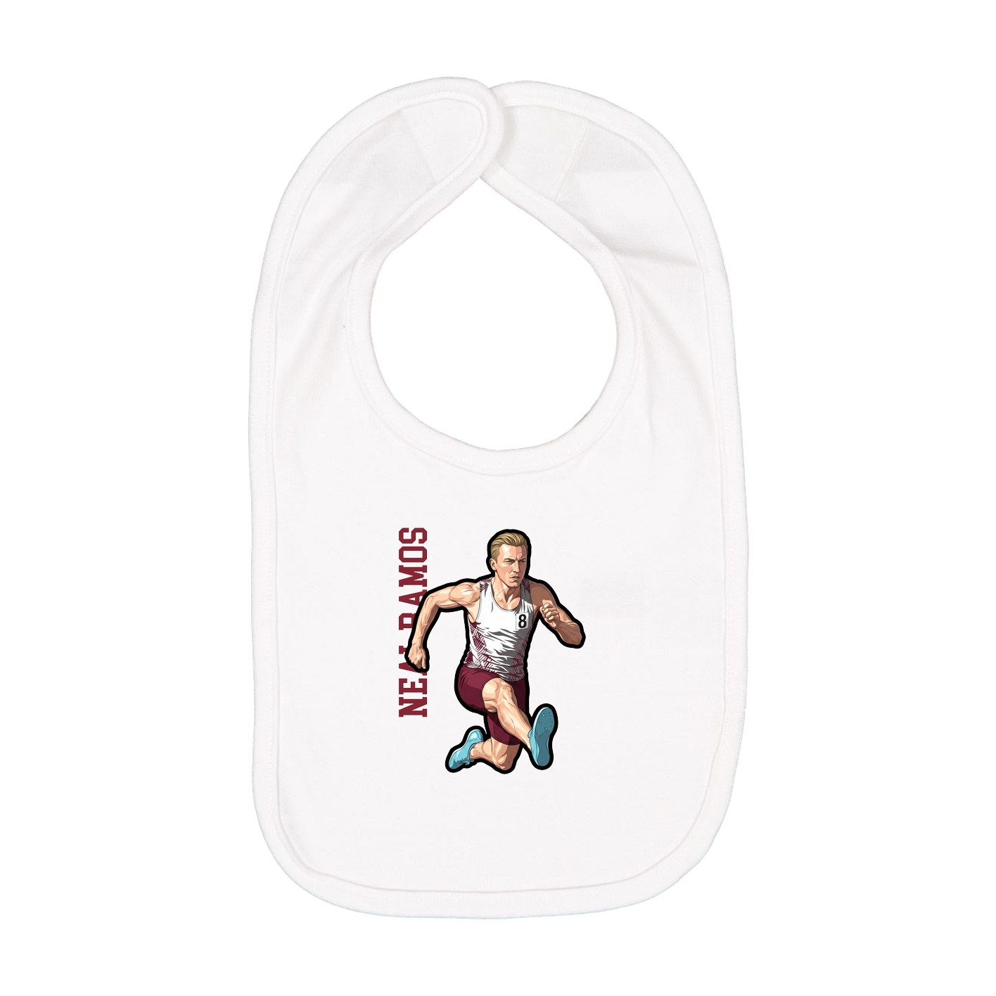 Infant Bib — Name Vertical in White