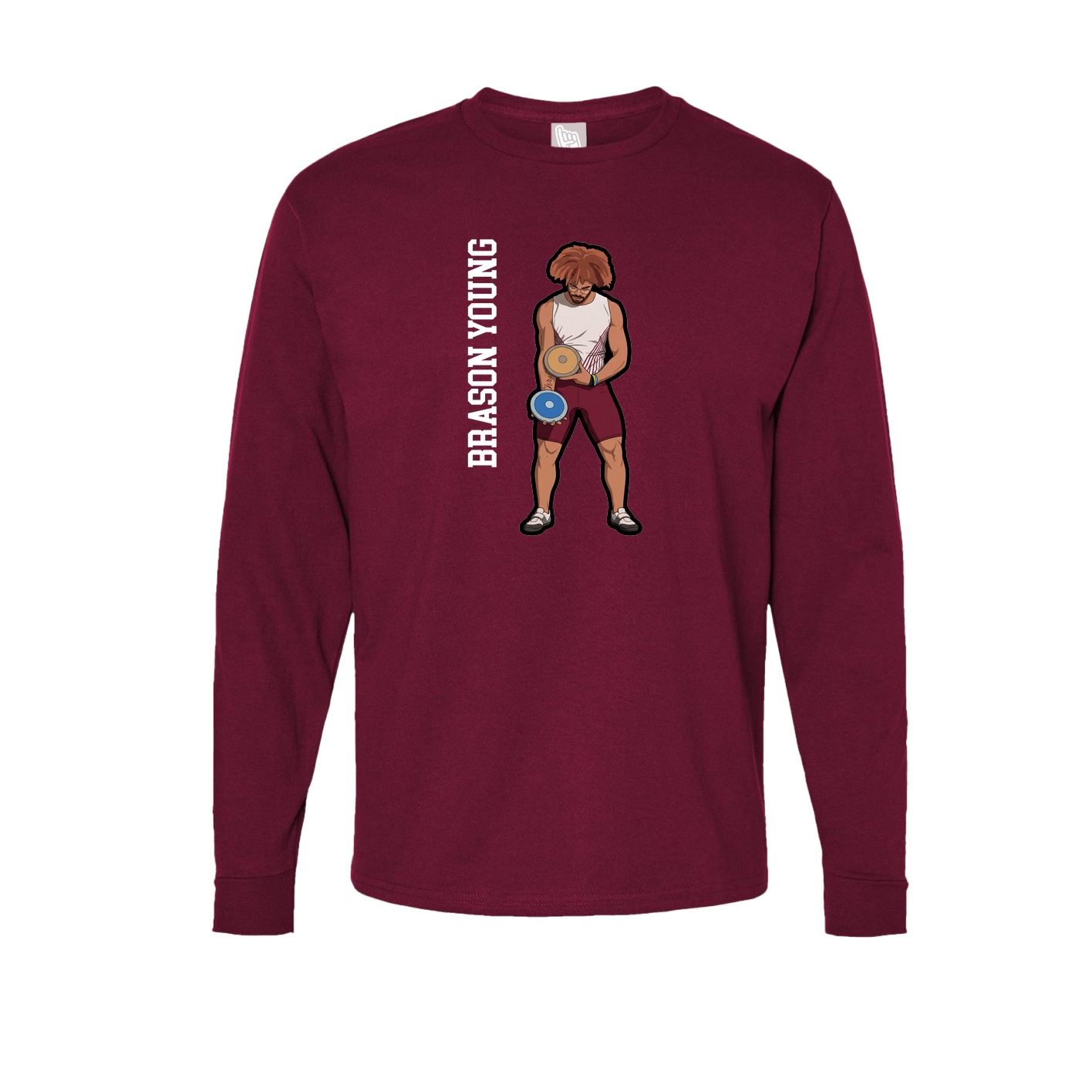 Long Sleeve Tee — Name Vertical in Cardinal