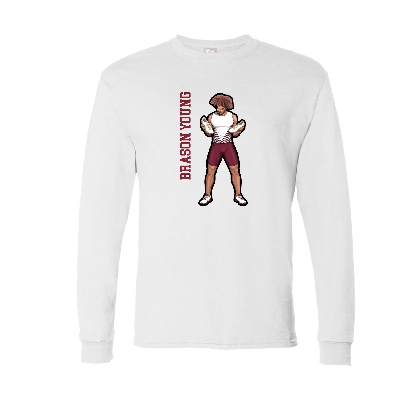 Long Sleeve Tee — Name Vertical in White