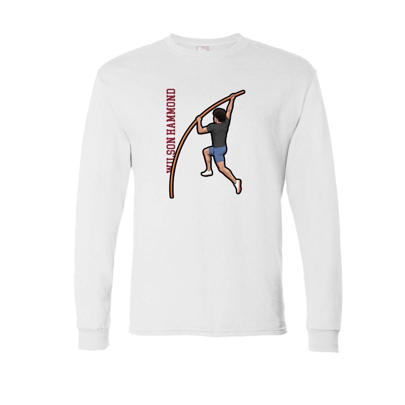 Long Sleeve Tee — Name Vertical in White