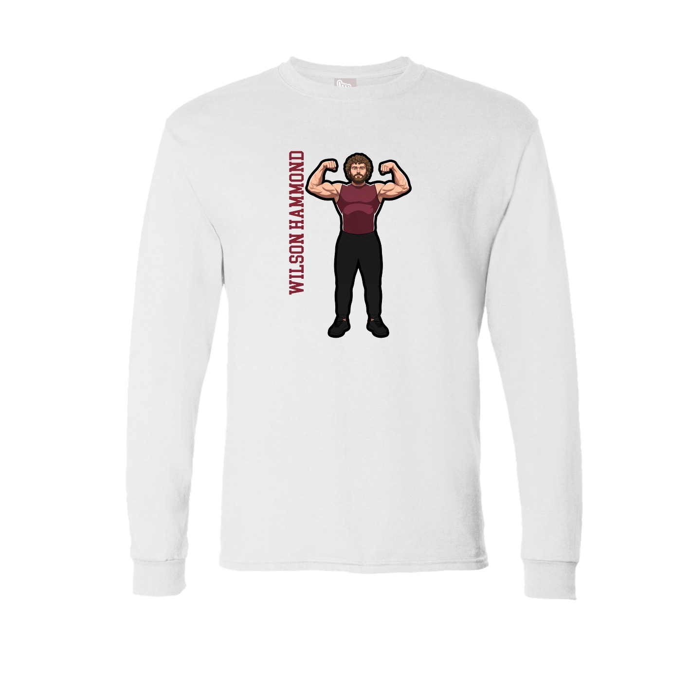 Long Sleeve Tee — Name Vertical in White
