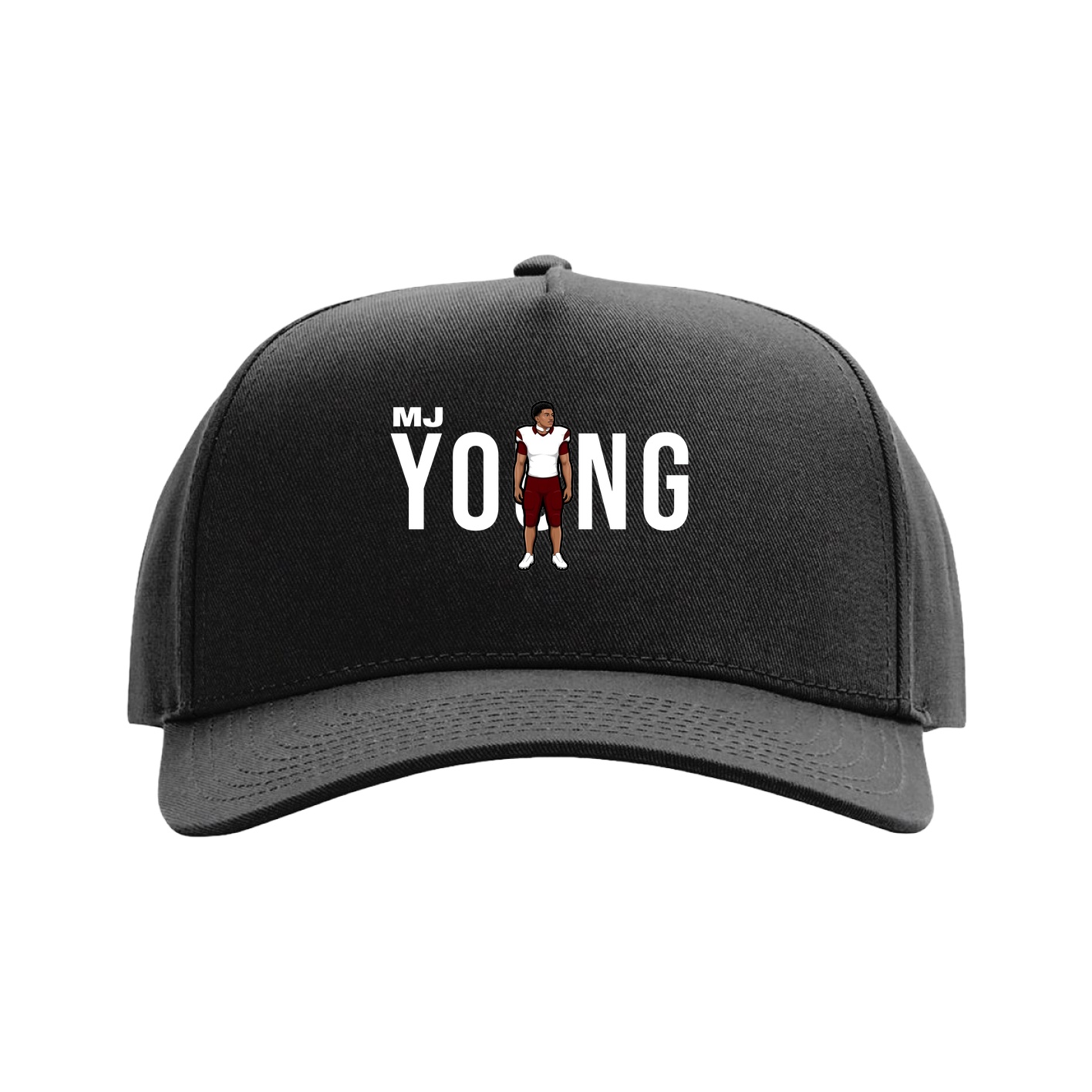 Full Fabric Five-Panel Champ Cap — Player Name in Black