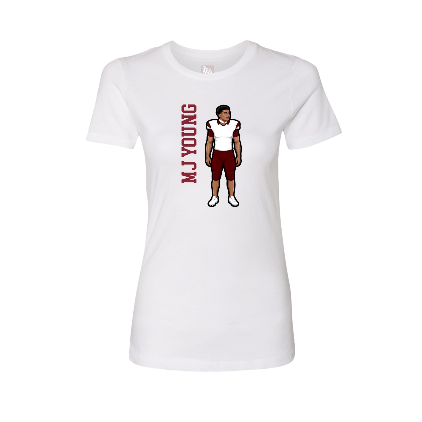 Fitted Women's Tee — Name Vertical in White