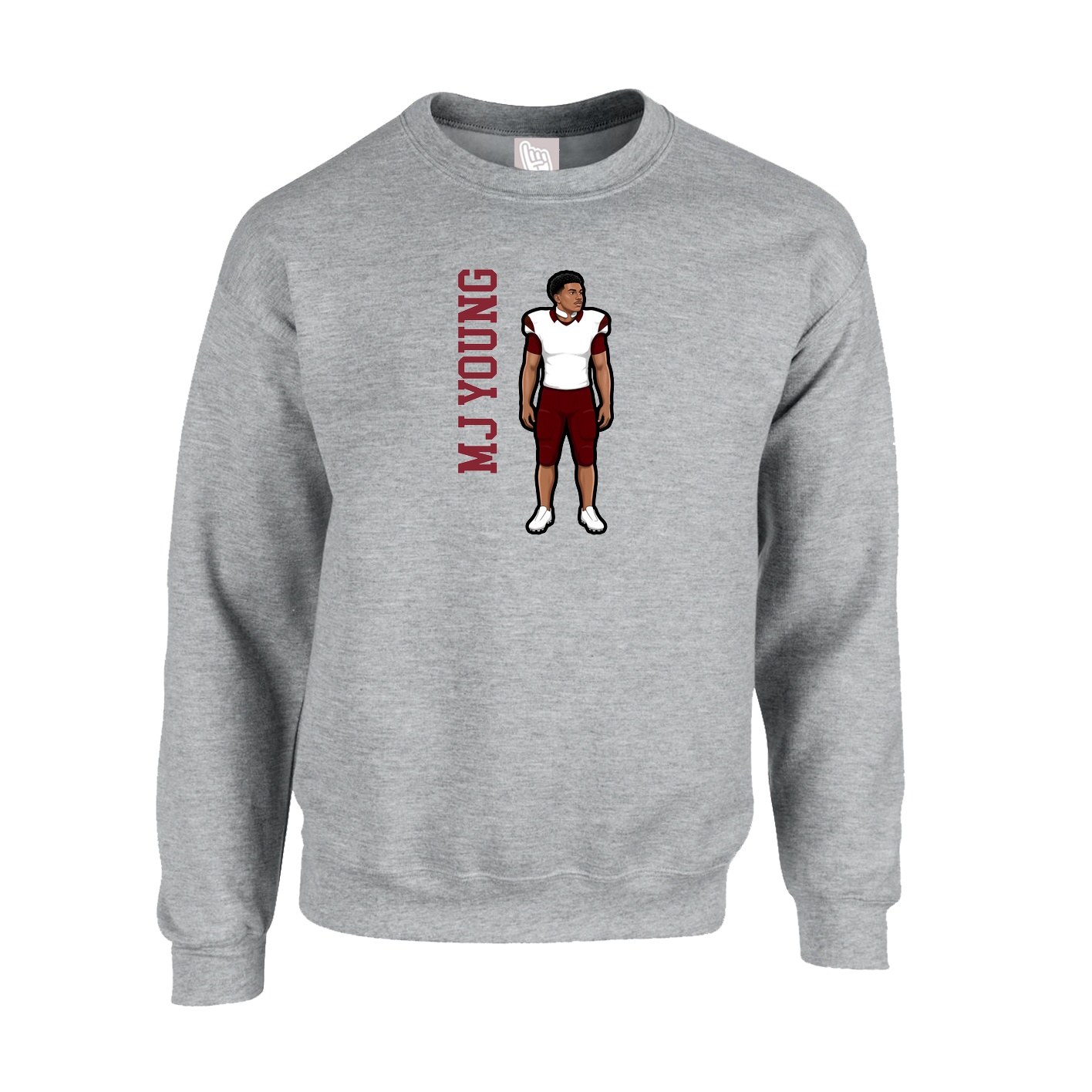 Fleece Crew — Name Vertical in Grey