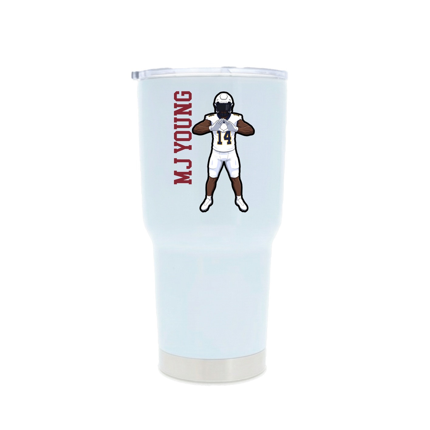 30oz Stainless Steel Tumbler — Name Vertical in White