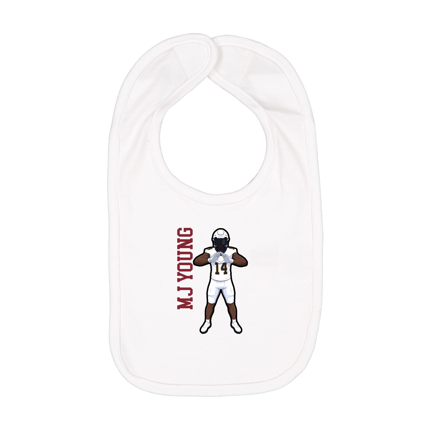 Infant Bib — Name Vertical in White