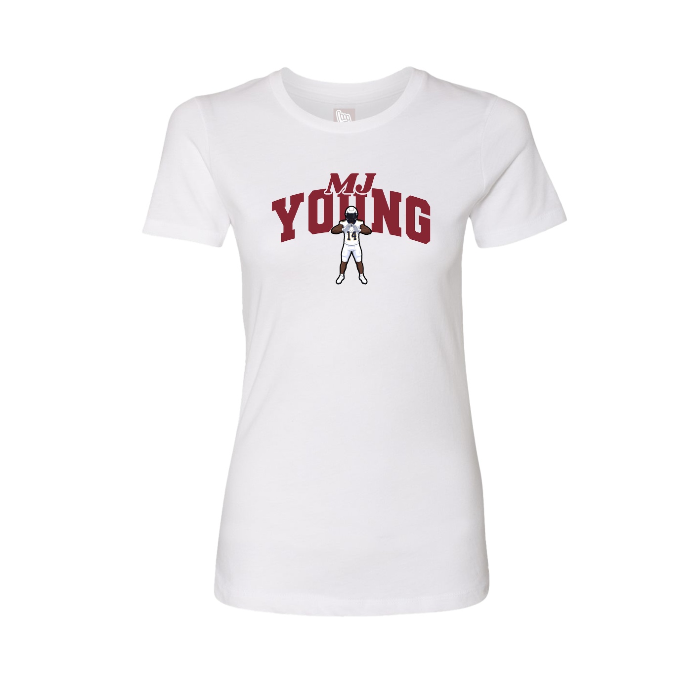 Fitted Women's Tee — Signature Arch in White