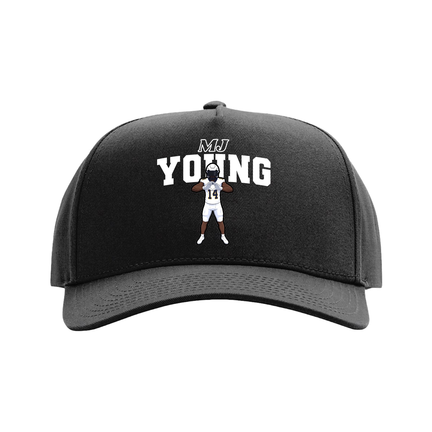 Full Fabric Five-Panel Champ Cap — Name Arch in Black