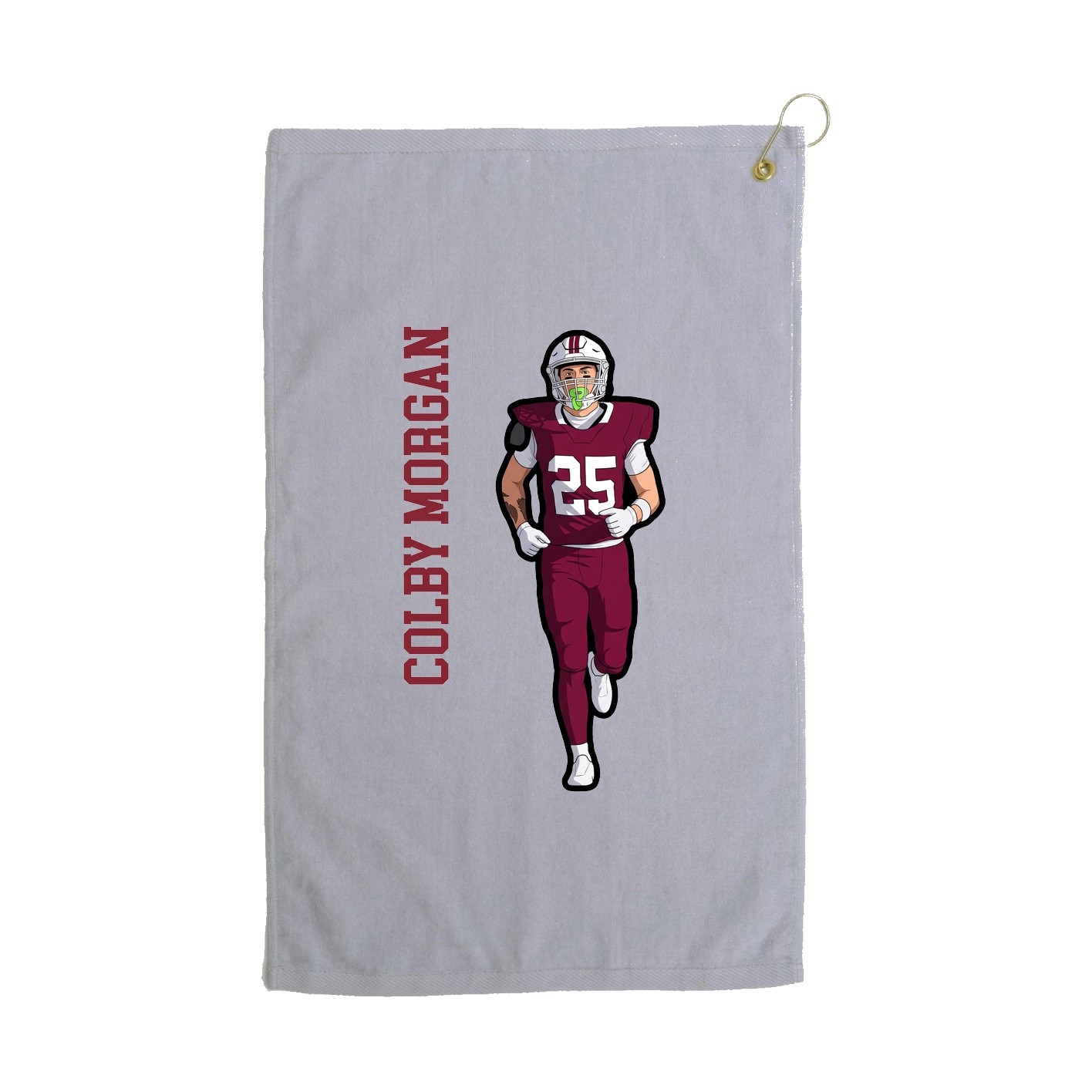 Golf Towel — Name Vertical in Grey