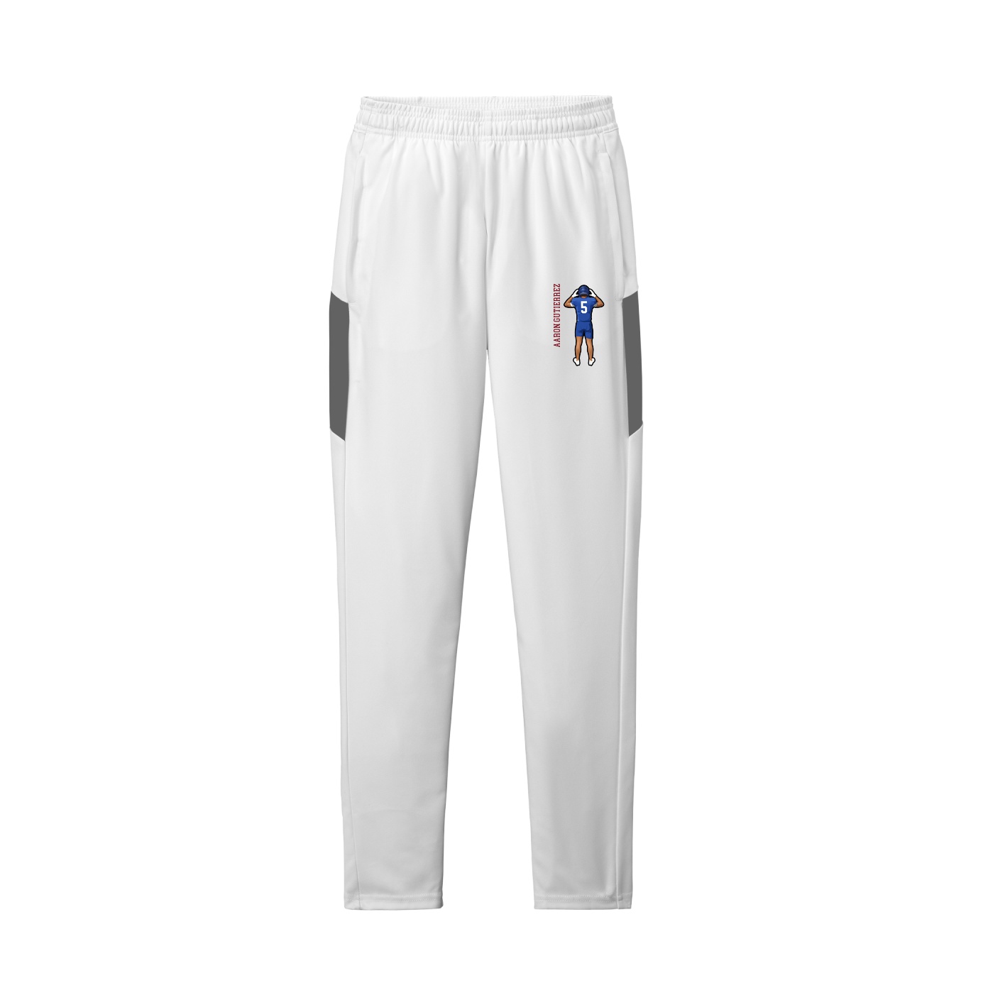 Team Travel Pant — Name Vertical in White/Grey