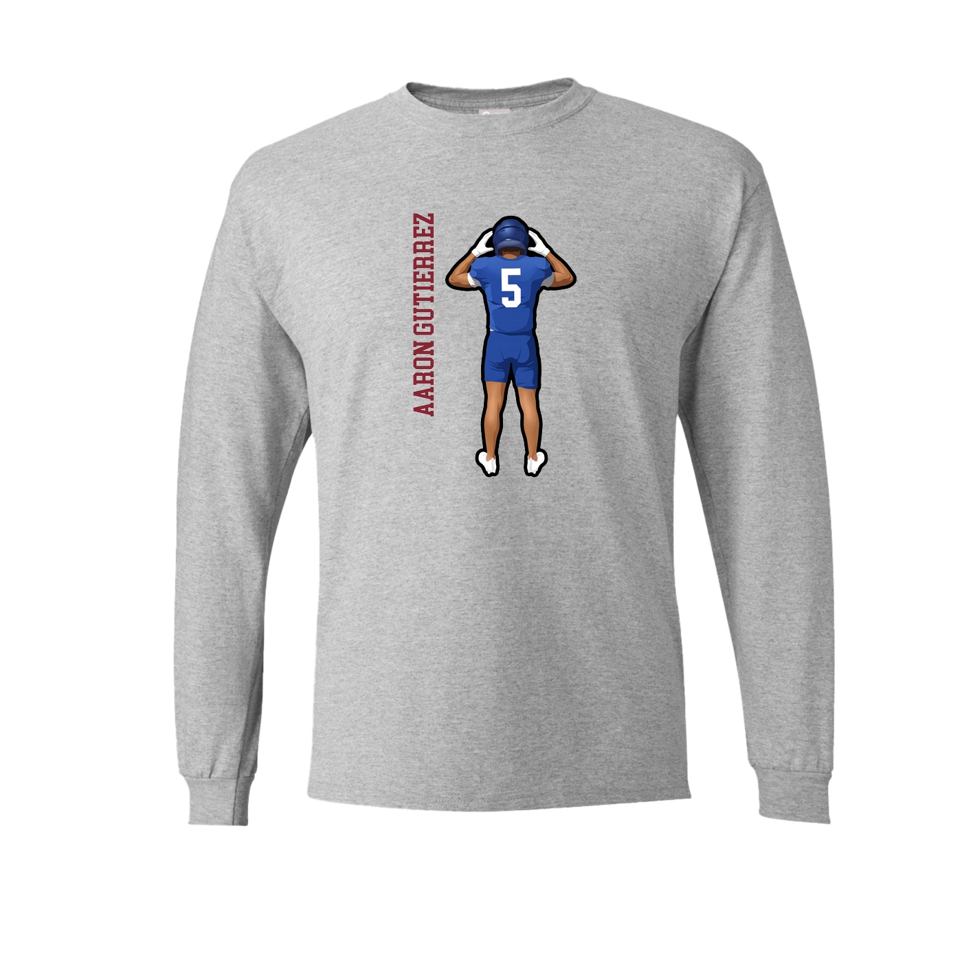 Long Sleeve Tee — Name Vertical in Grey
