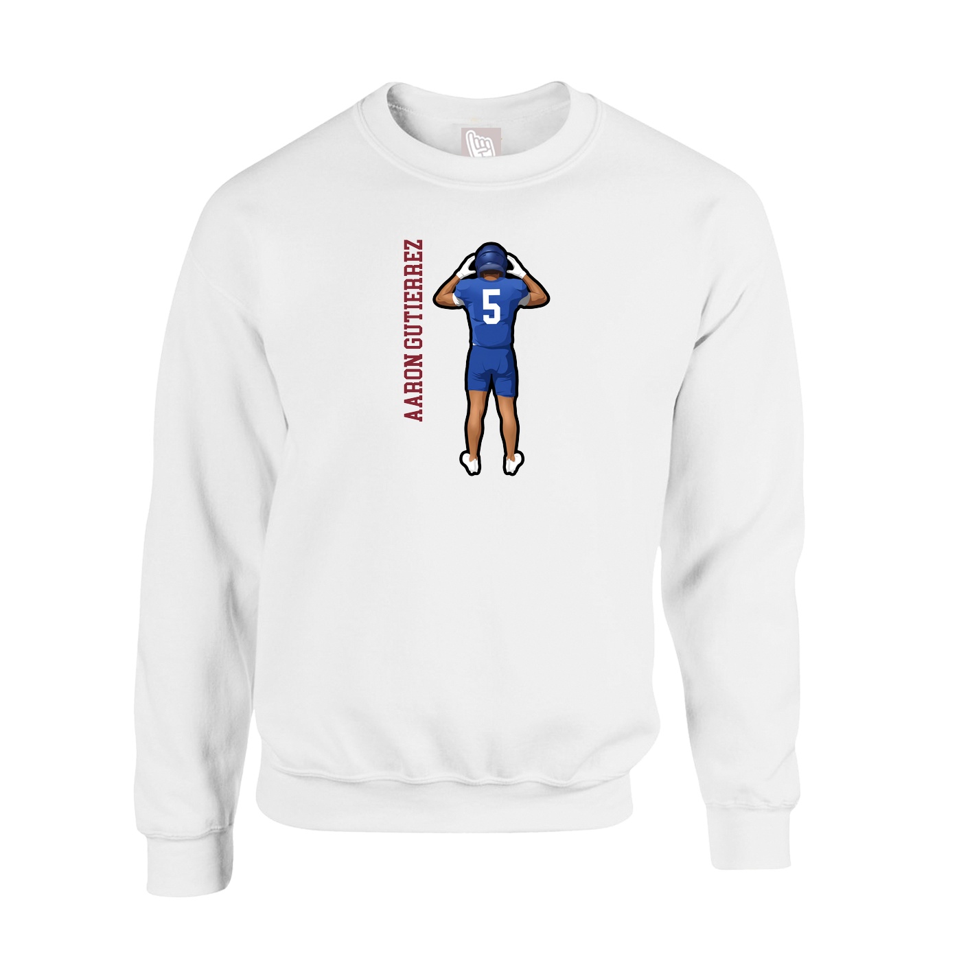 Fleece Crew — Name Vertical in White