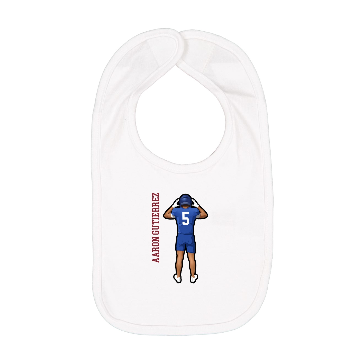 Infant Bib — Name Vertical in White