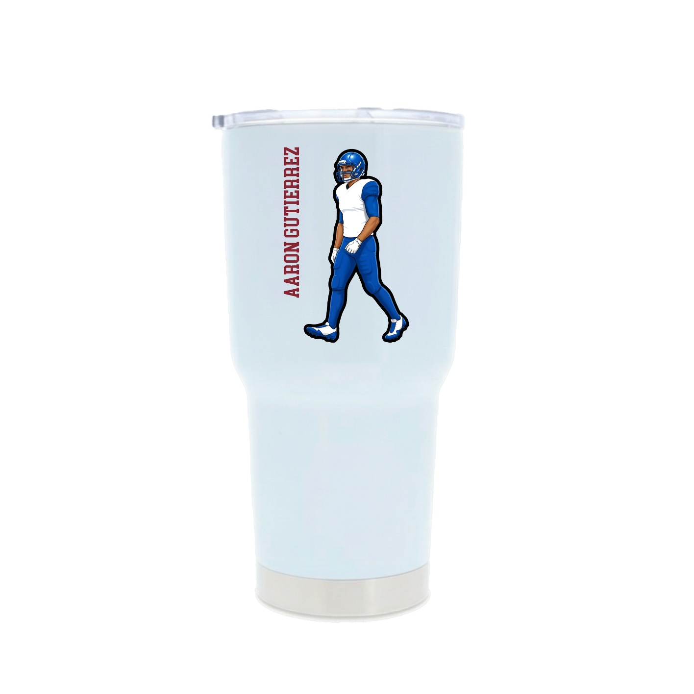 30oz Stainless Steel Tumbler — Name Vertical in White