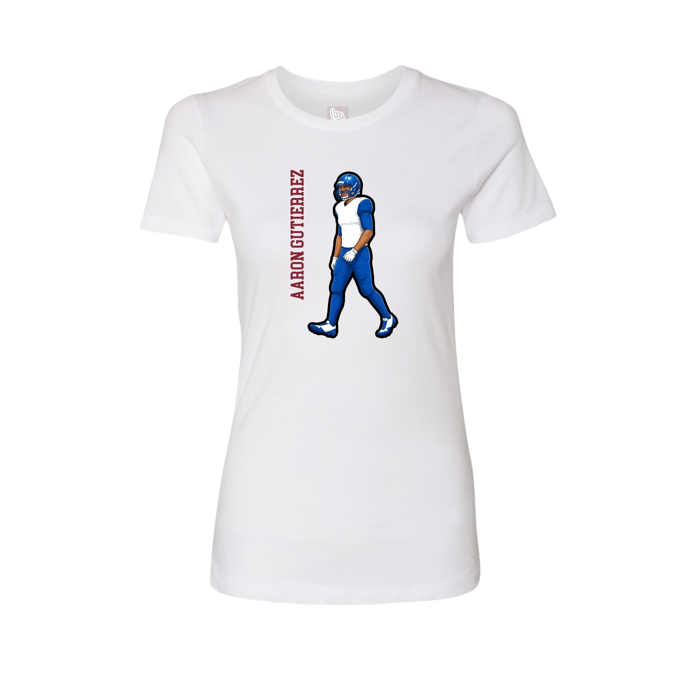 Fitted Women's Tee — Name Vertical in White