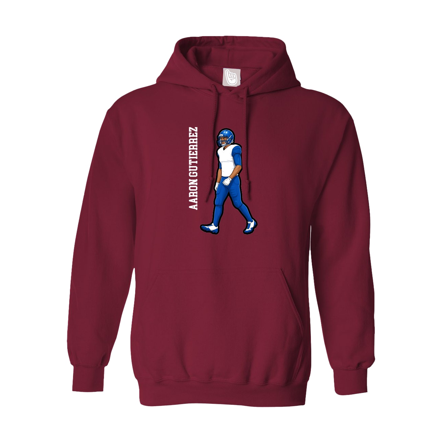 Hoodie — Name Vertical in Cardinal