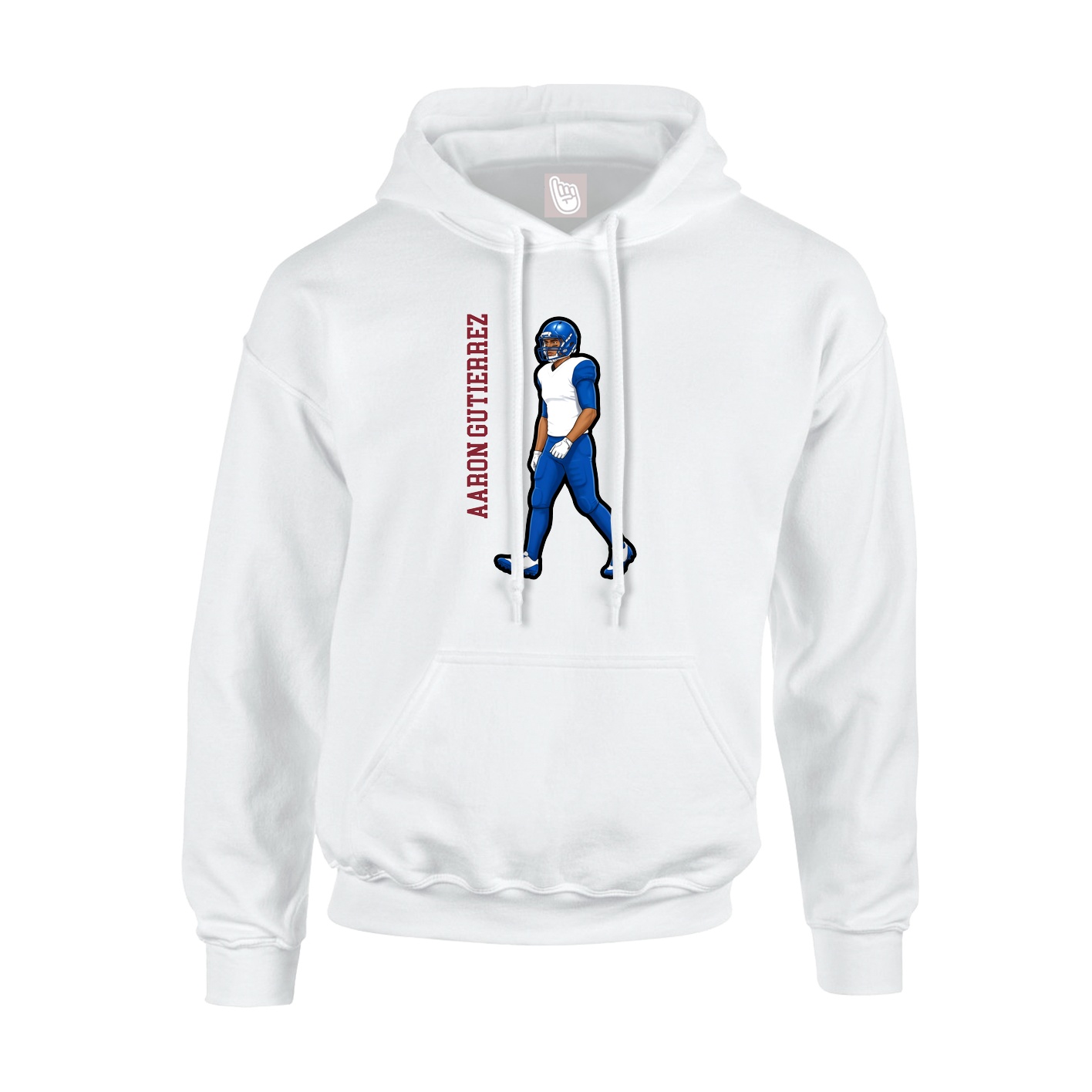 Youth Hoodie — Name Vertical in White