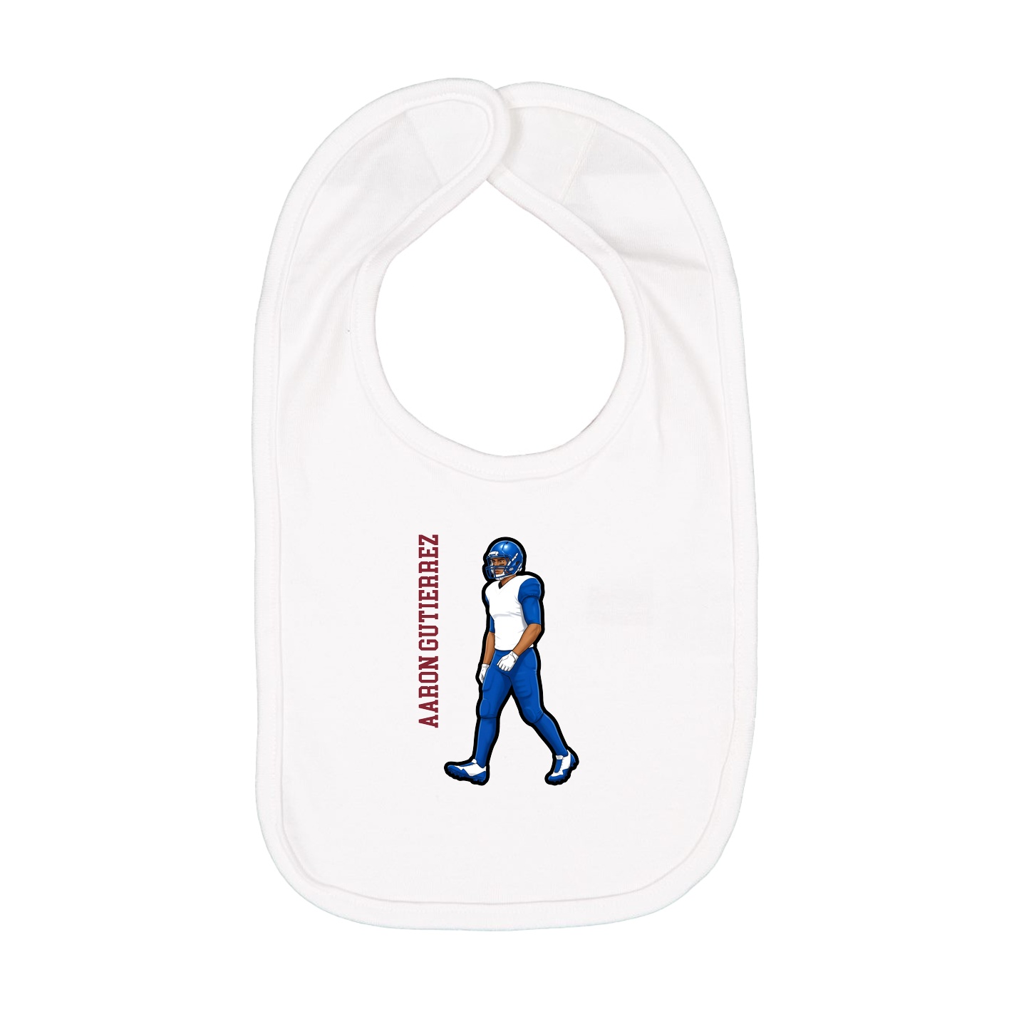 Infant Bib — Name Vertical in White