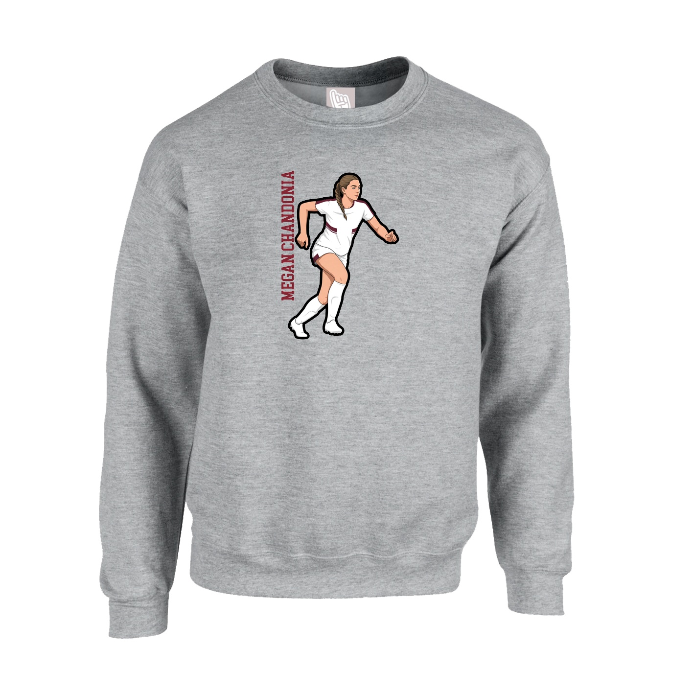 Fleece Crew — Name Vertical in Grey