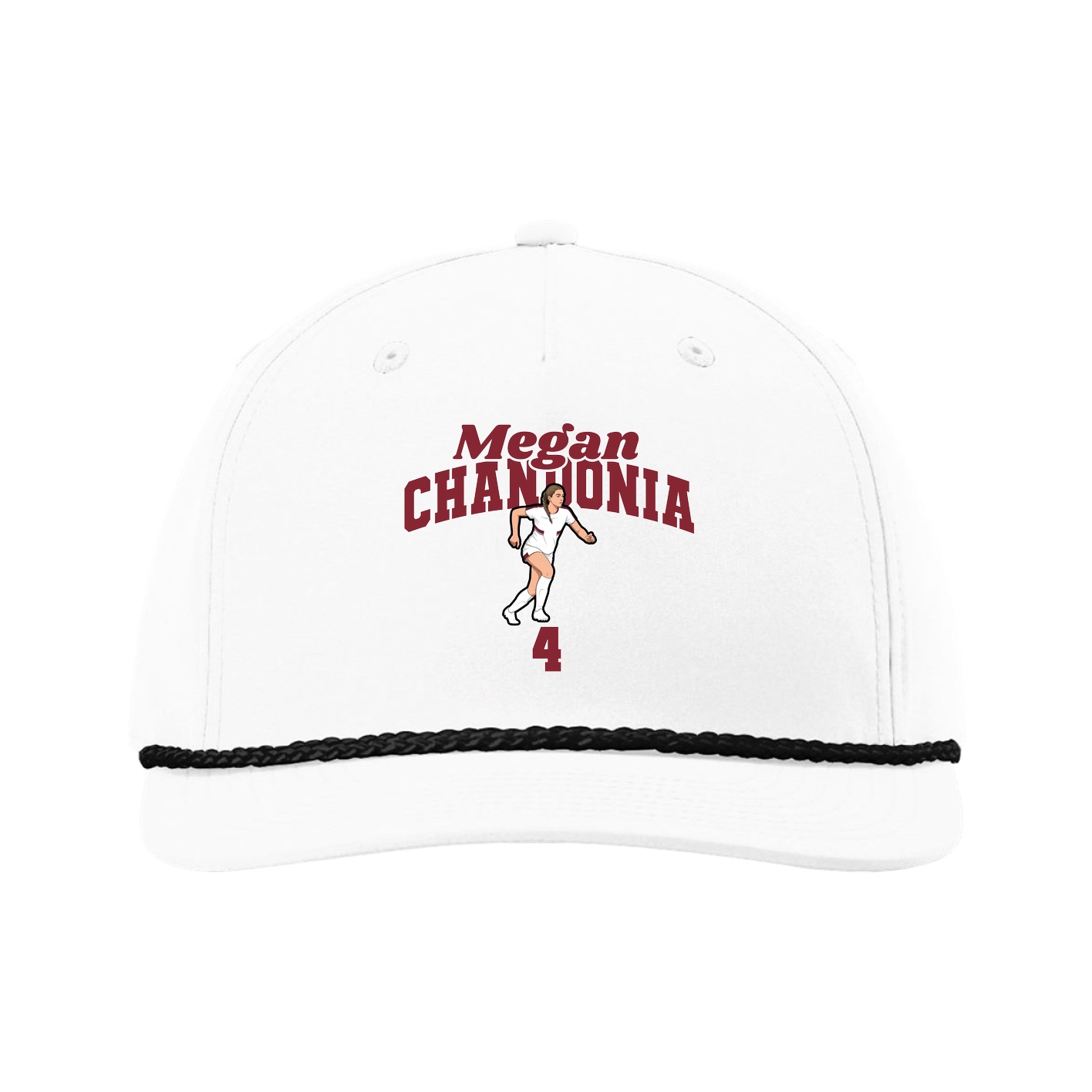 Five-Panel Classic Rope Cap — Signature Arch in White