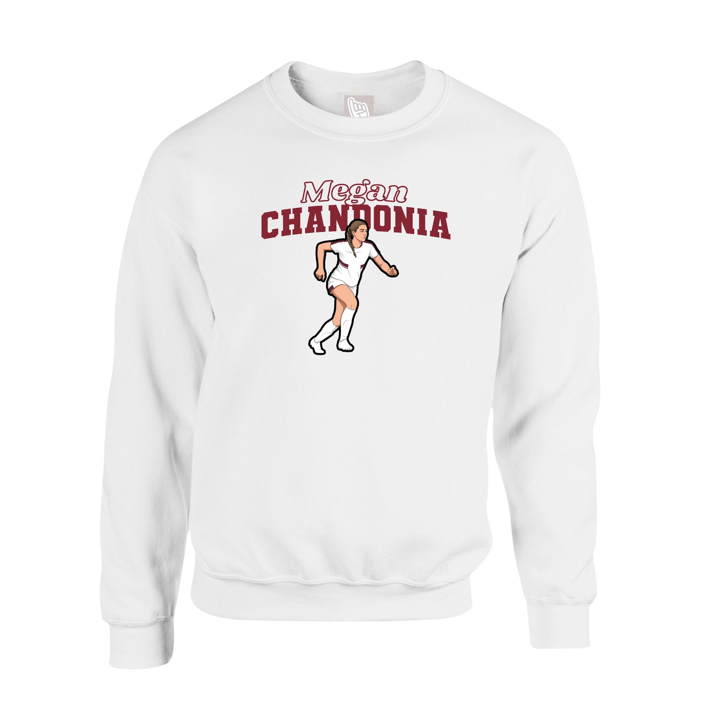 Fleece Crew — Name Arch in White