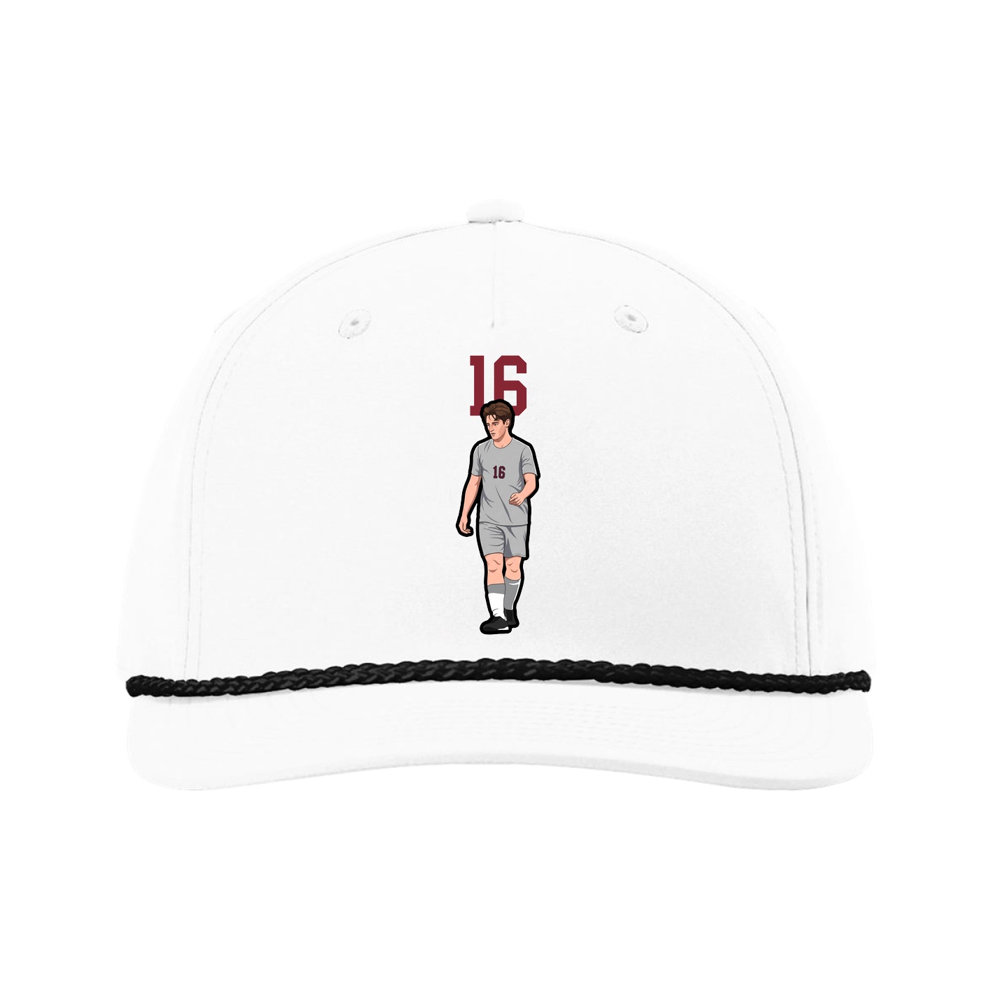 Five-Panel Classic Rope Cap — Number Top in White