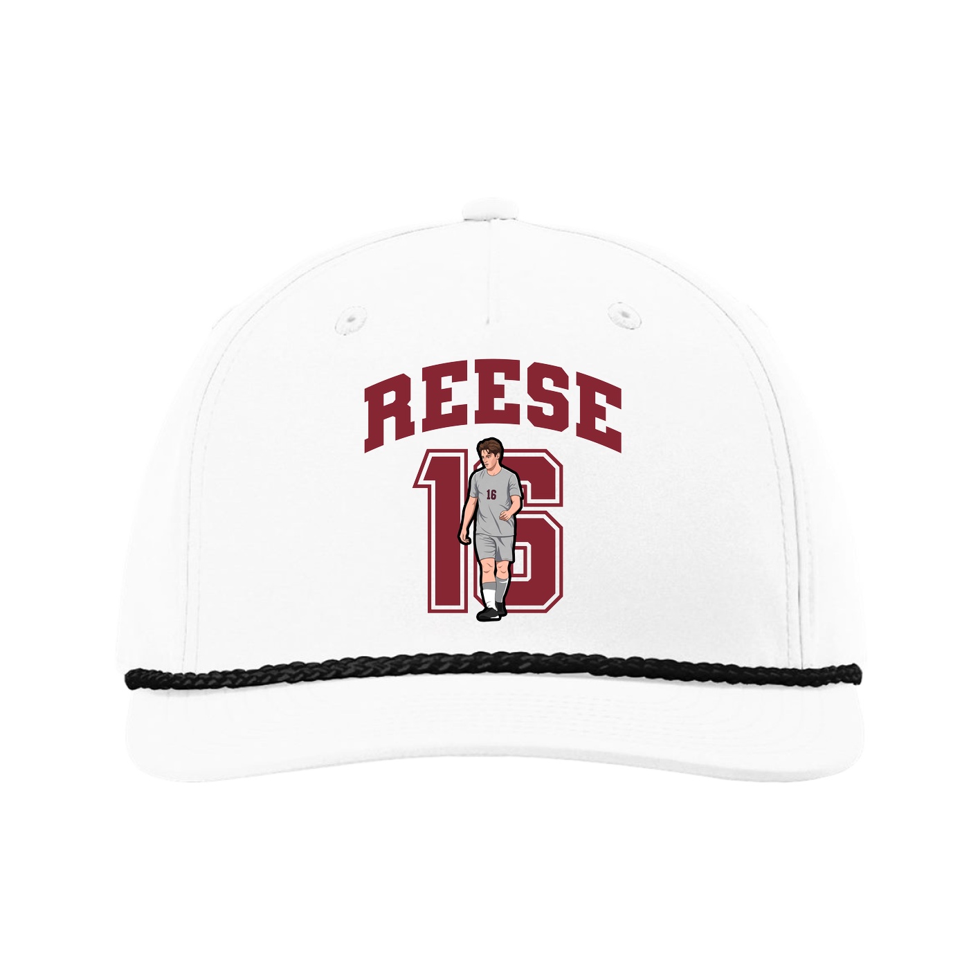 Five-Panel Classic Rope Cap — Number in White