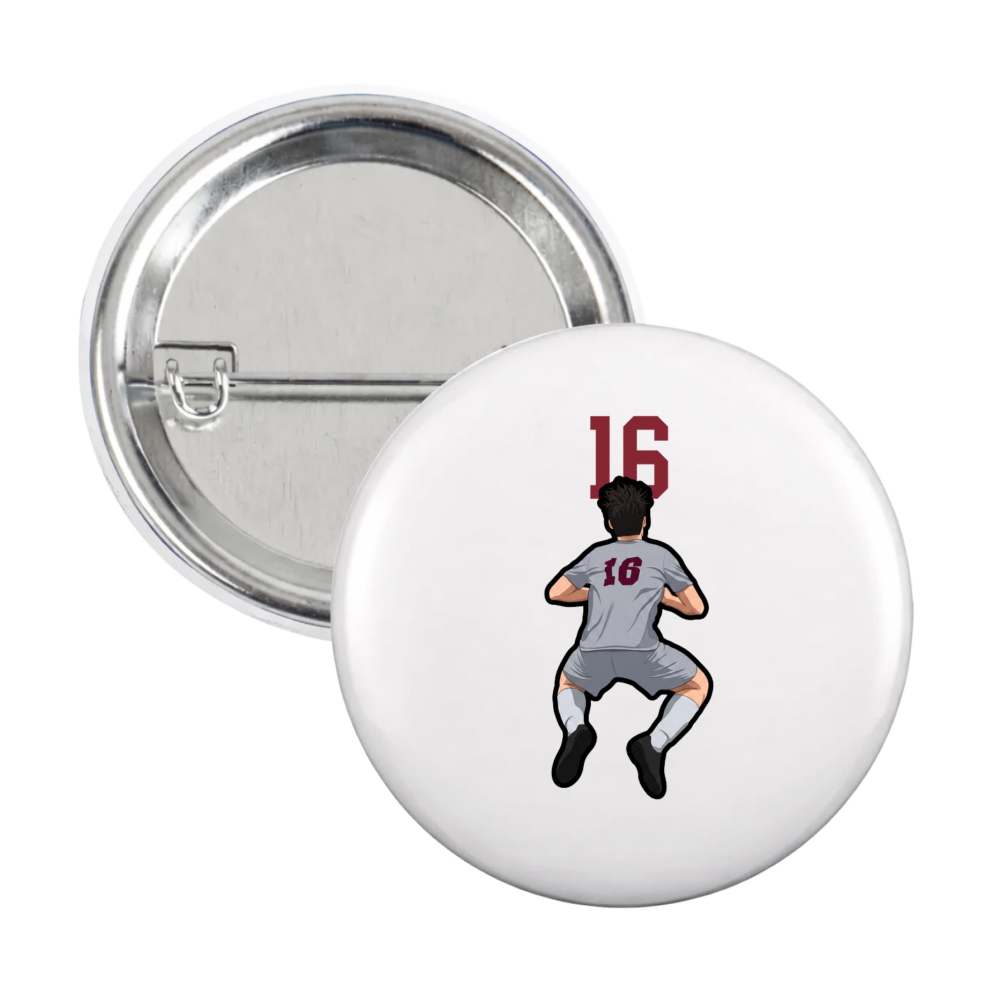 Game Day Button — Number Top in White