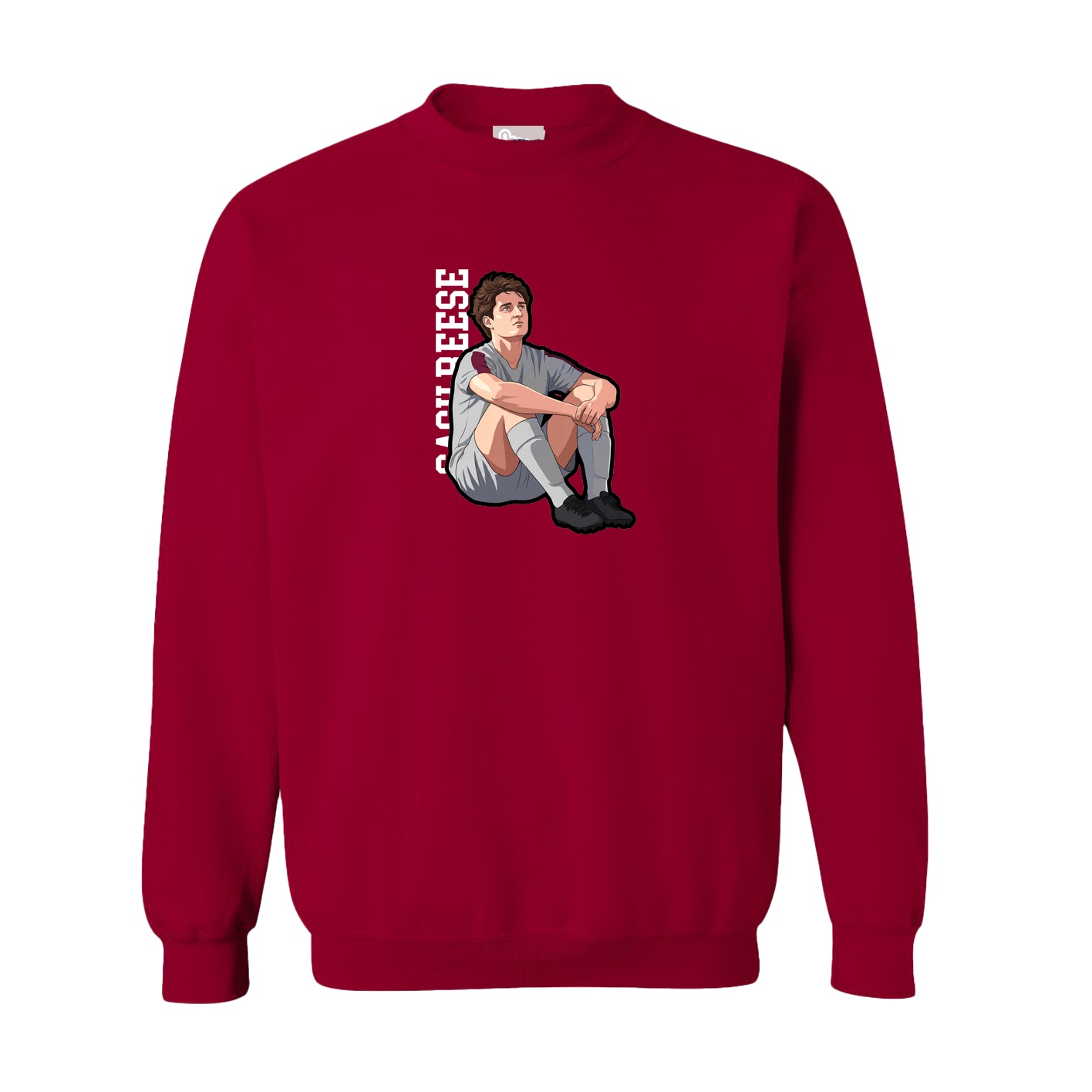 Fleece Crew — Name Vertical in Cardinal