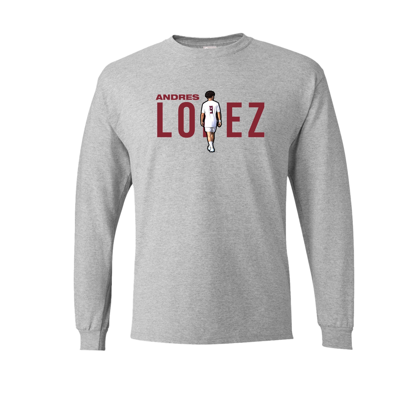 Long Sleeve Tee — Player Name in Grey