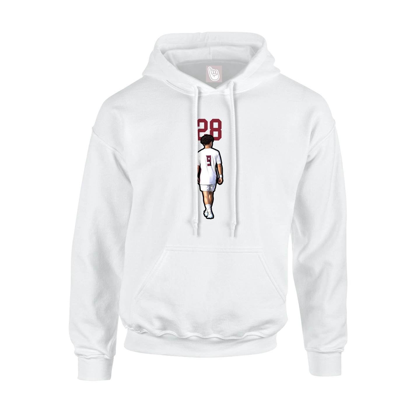 Youth Hoodie — Number Top in White