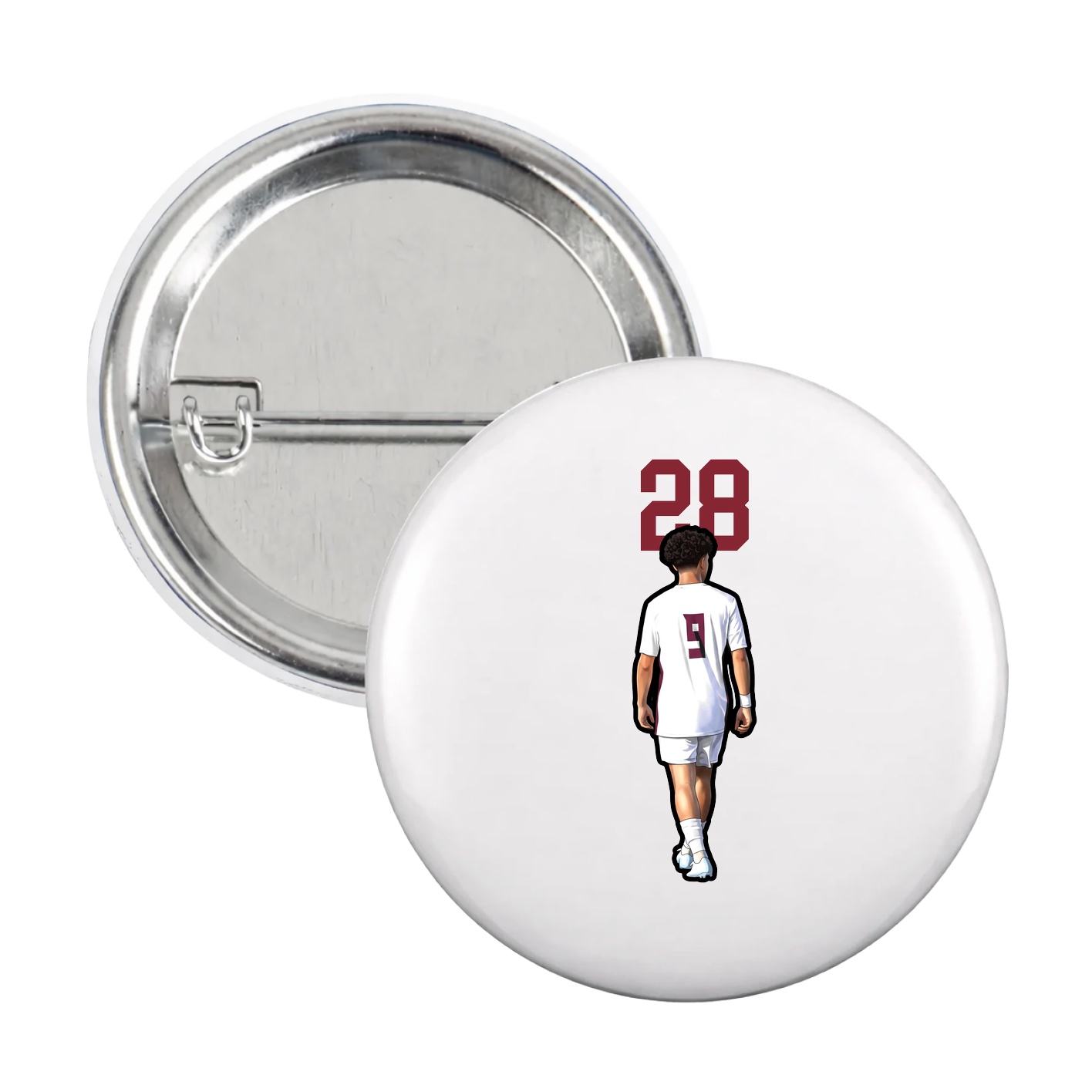 Game Day Button — Number Top in White