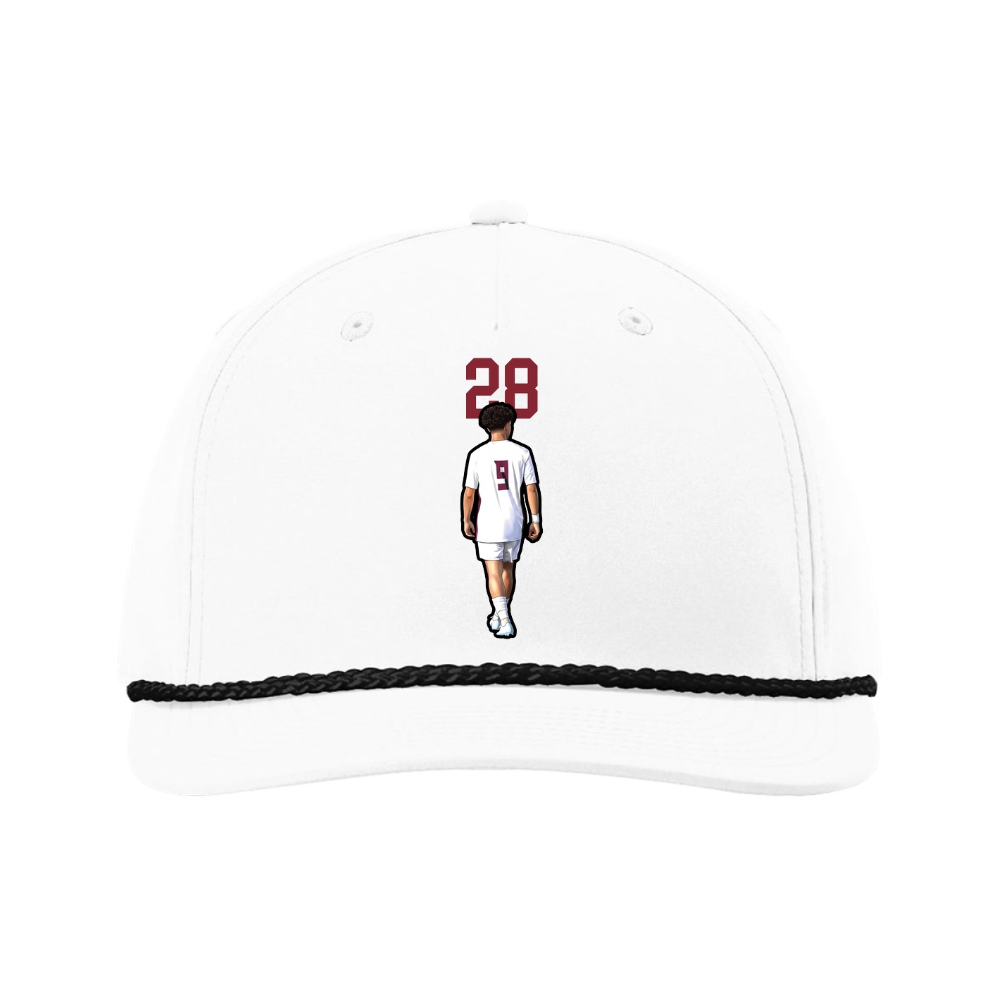 Five-Panel Classic Rope Cap — Number Top in White