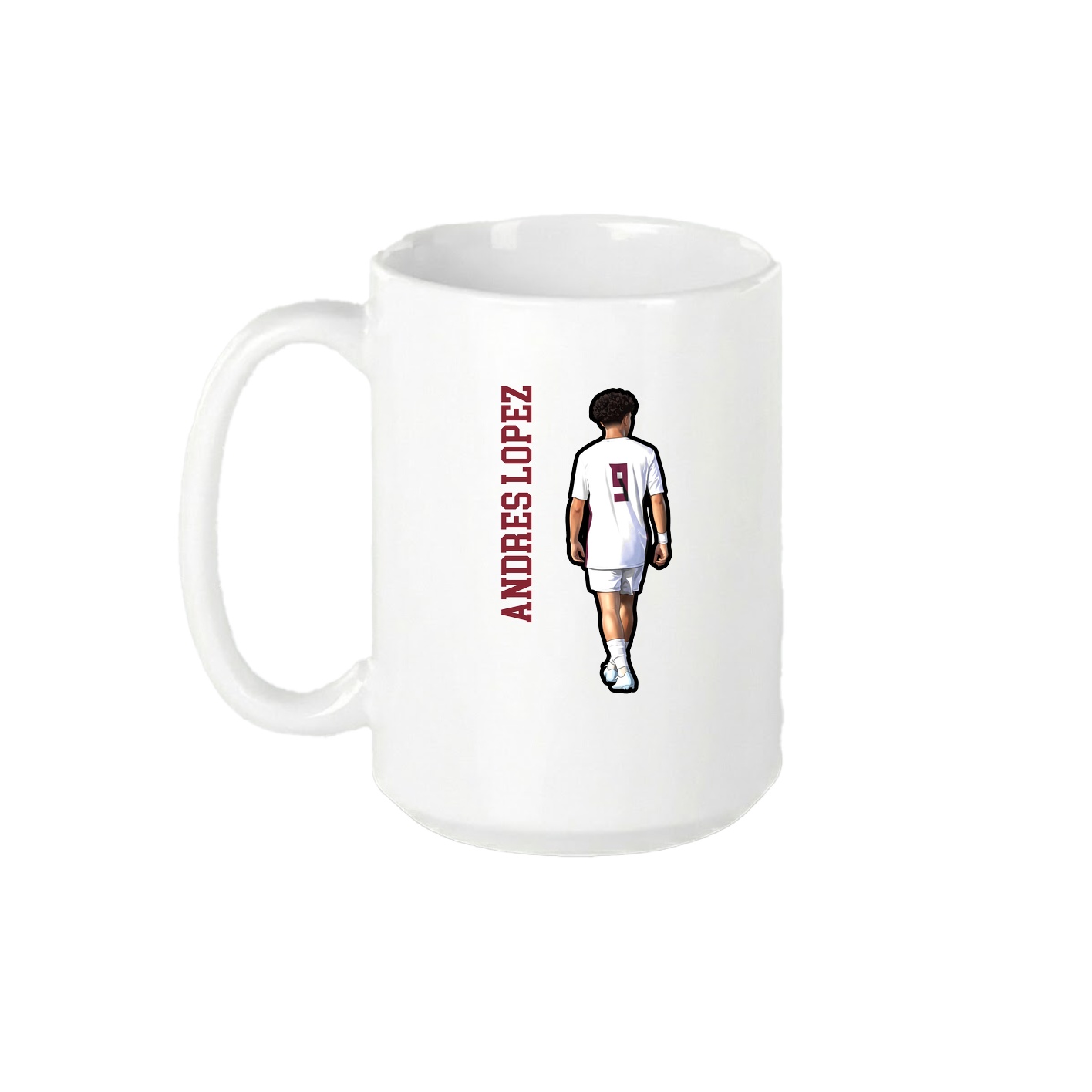 15oz Coffee Mug — Name Vertical in White