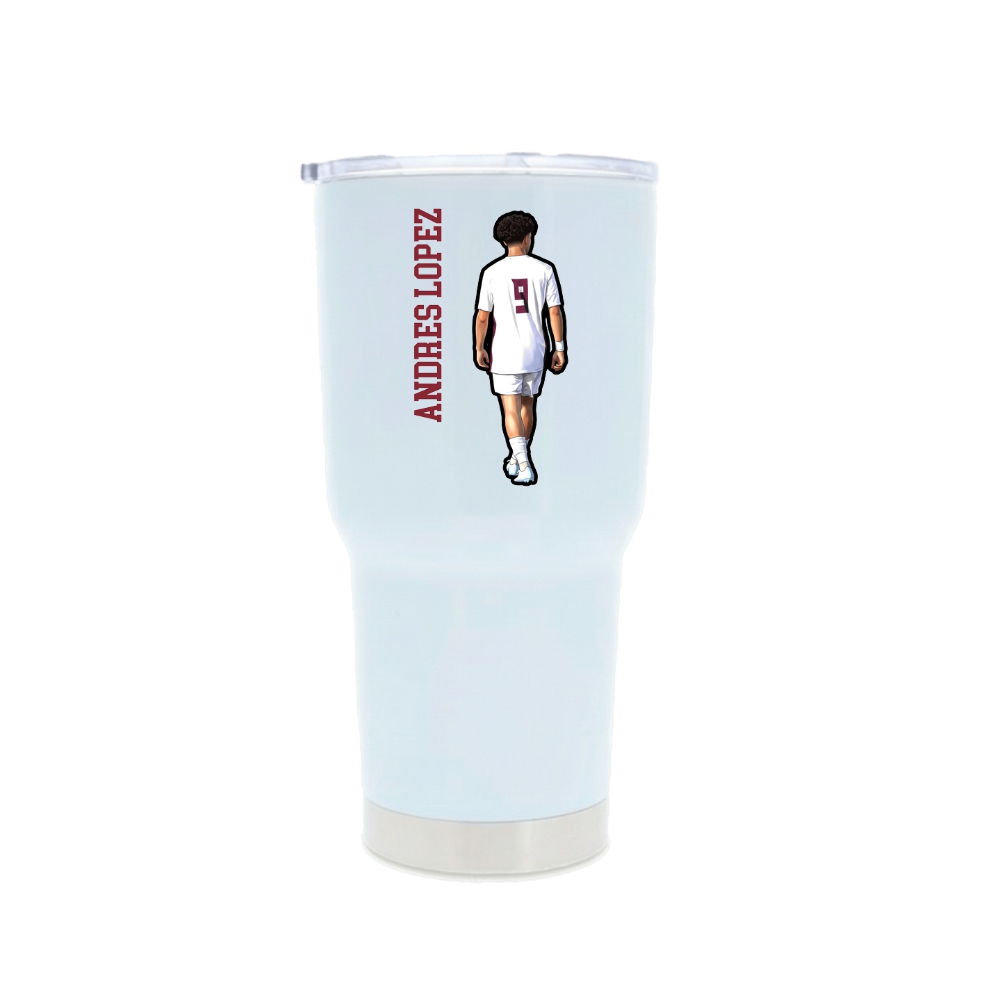 30oz Stainless Steel Tumbler — Name Vertical in White