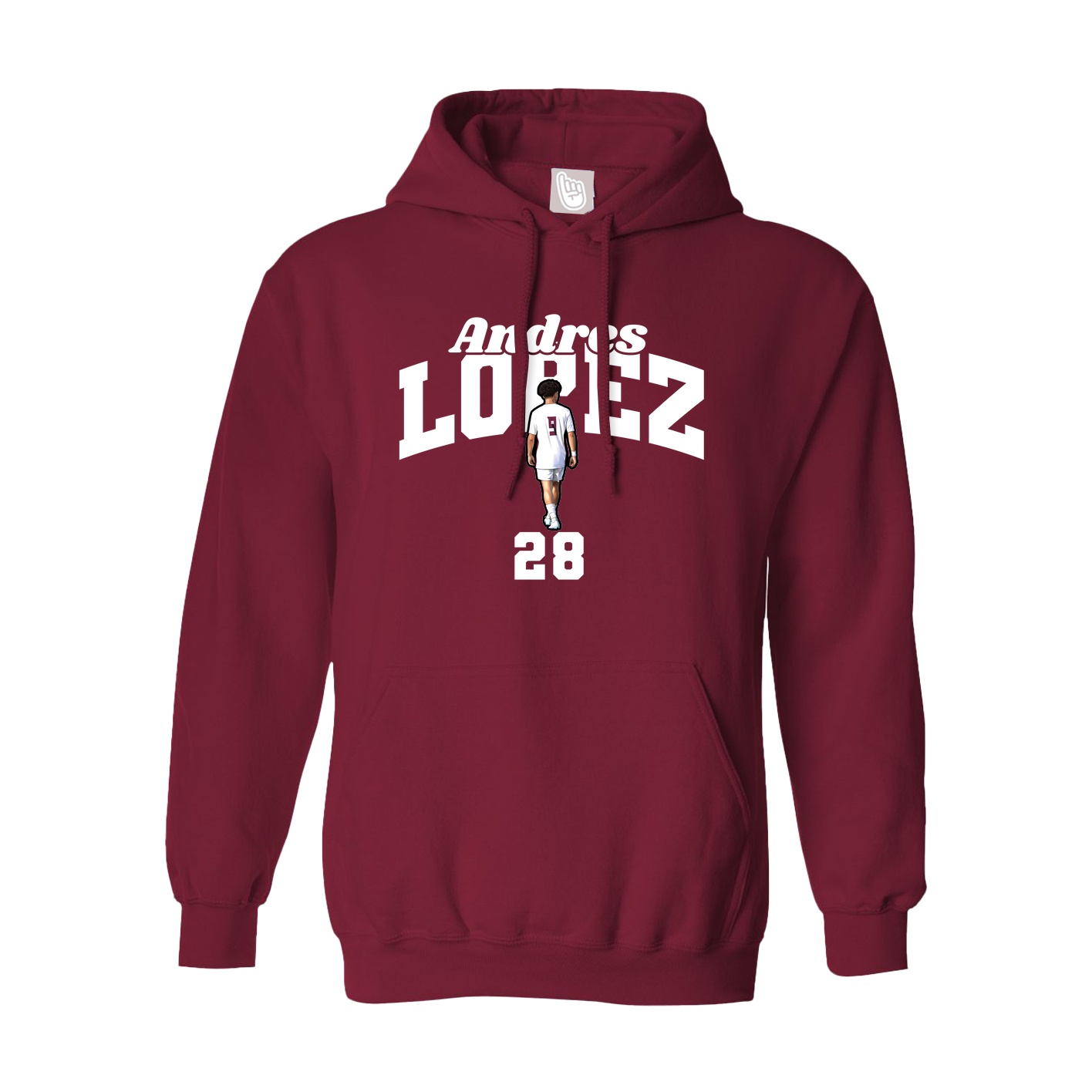 Hoodie — Signature Arch in Cardinal